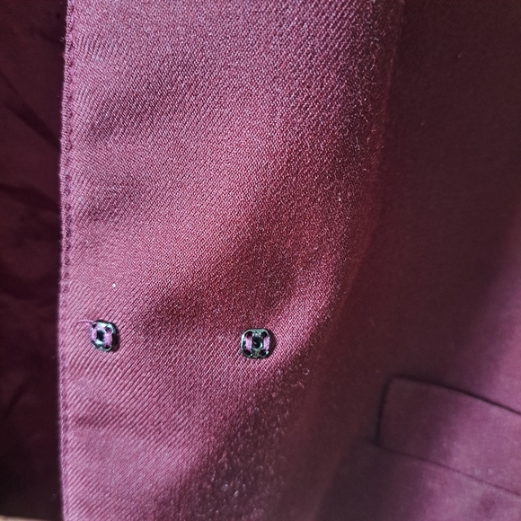 Vintage Evergreen Burgundy Blazer – Minimalist Mandarin Collar - Small Medium - Picture 6 of 10